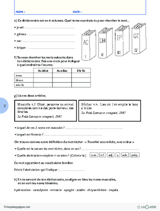 Travailler une compétence  (4) / Utiliser un dictionnaire