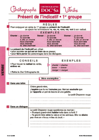 Trois groupes de verbes et temps de conjugaison