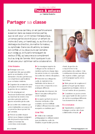 Trucs et astuces pour partager sa classe