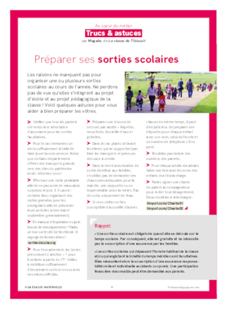 Trucs et astuces pour préparer ses sorties scolaires