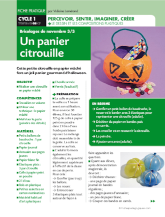 Un panier citrouille - Bricolage de Novembre