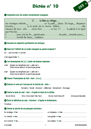 Une année de dictées CE2 décembre