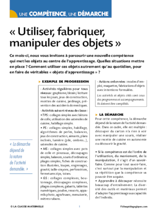 Utiliser, fabriquer, manipuler des objets