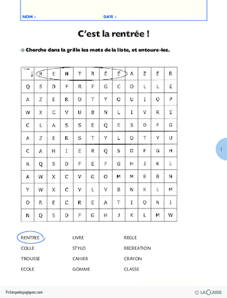 Vocabulaire Cycle 2 / Une année de mots mêlés