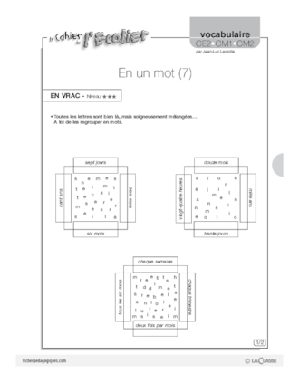 Vocabulaire / En un mot (7)