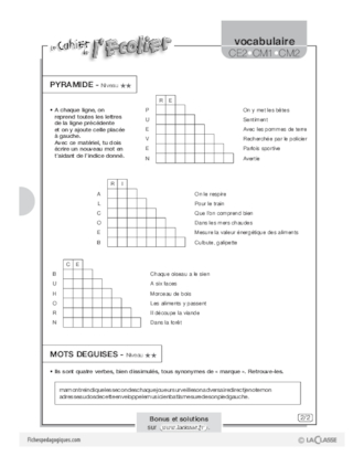 Vocabulaire / En un mot (9)